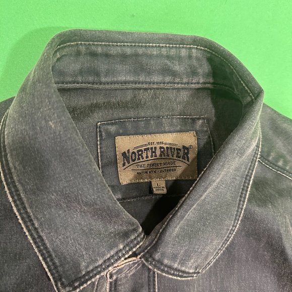 North River Men’s Size Large long Sleeve Cotton Suede Shirt Jacket - Picture 2 of 5